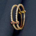 Regal Gold Plated Mango Ruby Emerald CZ Bangles