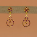 Stylish Gold-Plated Ruby Stone Drop Earrings