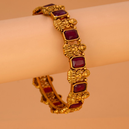 Astonishing Gold Plated Ruby Lakshmi Bangles