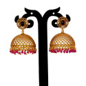 Premium Matte Dome Jhumka Crystal Drop Earrings