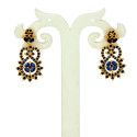 Sparkling Gold-Plated Blue Sapphire Designer Drop Earrings