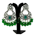 Oxidized Silver Floral Chandbali Crystal Earrings