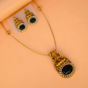 Gorgeous Matte Lakshmi Black CZ Pendant Set