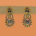 Sparkling Gold-Plated Blue Sapphire Designer Drop Earrings