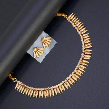 Matte Gold Plated Spike Designer Jasmine Choker Set