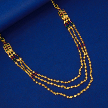Gold Plated Layered Designer Multicolor Beaded Necklace