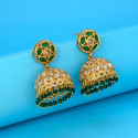 Stylish Kundan Stone Antique Gold Plated Jhumka Earrings