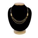 Designer Triple-Layer Golden Ball Chain Necklace