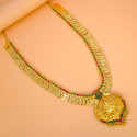 Gold Plated Ruby Emerald Lakshmi Kasu Haram With Pendant