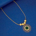 Kerala Gold Plated Palakka Style Green Pendant Necklace