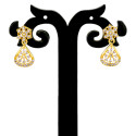 Dazzling Gold Plated Floral Purple CZ Stone Drop Earrings