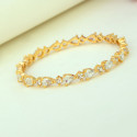 Sparkling Gold Plated Oval and Round Stone Bangle