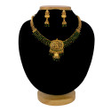 Ethnic Antique Gold Plated Crystal Lakshmi Necklace Set