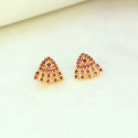 Stylish Gold-Plated Triangle Fan Stone Stud Earrings