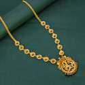 Gold Plated Floral Stone Beaded Pendant Long Chain