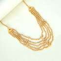 Elegant Five-Strand Designer Golden Beads Layer Necklace