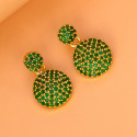 Elegant Gold Plated Disc Stone Drop Earrings