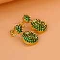 Elegant Gold Plated Disc Stone Drop Earrings