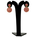 Elegant Gold Plated Disc Stone Drop Earrings
