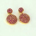 Elegant Gold Plated Disc Stone Drop Earrings