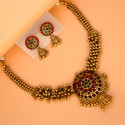 Antique Gold Plated Kemp Stone Beaded Necklace Set