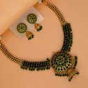 Antique Gold Plated Kemp Stone Beaded Necklace Set