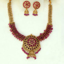 Antique Gold Plated Kemp Stone Beaded Necklace Set