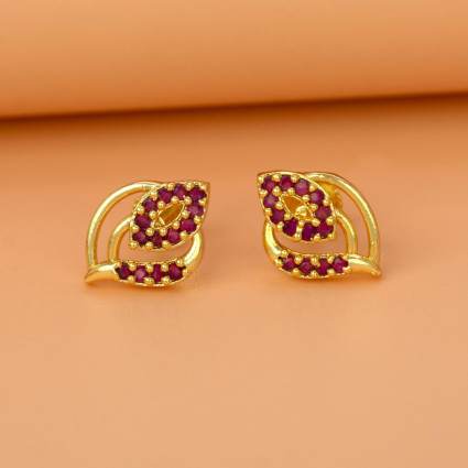Exquisite Designer Gold Plated Stone Ear Studs