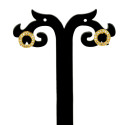 Trendy Gold Plated Circular Cubic Zirconia Ear Studs