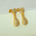 Fashionable Gold Plated Teardrop Stone Drop Earrings