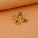 Fashionable Gold Plated Teardrop Stone Drop Earrings