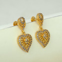 Emerald Stone Gold Plated Heart Drop Earrings for Girls
