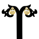 Stylish Gold Plated Floral Heart CZ Stud Earrings