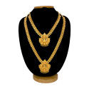 Matte Gold Plated Lakshmi Bridal Necklace Set