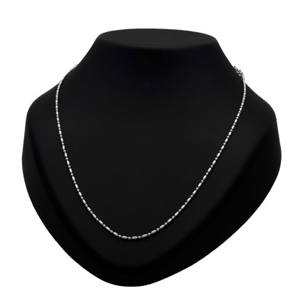 Sterling silver short cylindrical bead chain alternating with small silver beads